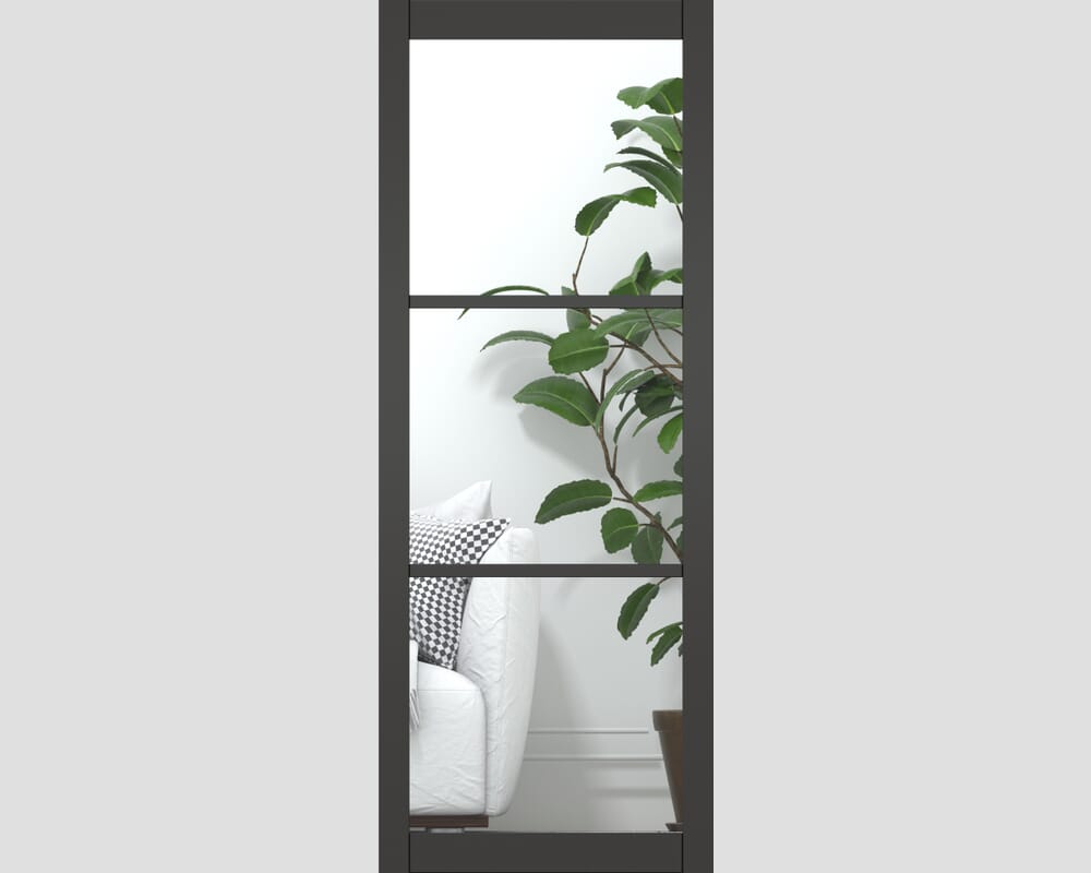 1981 x 610 x 35mm (24") Heritage Slim Profile Black Clear Glazed - Prefinished Internal Doors