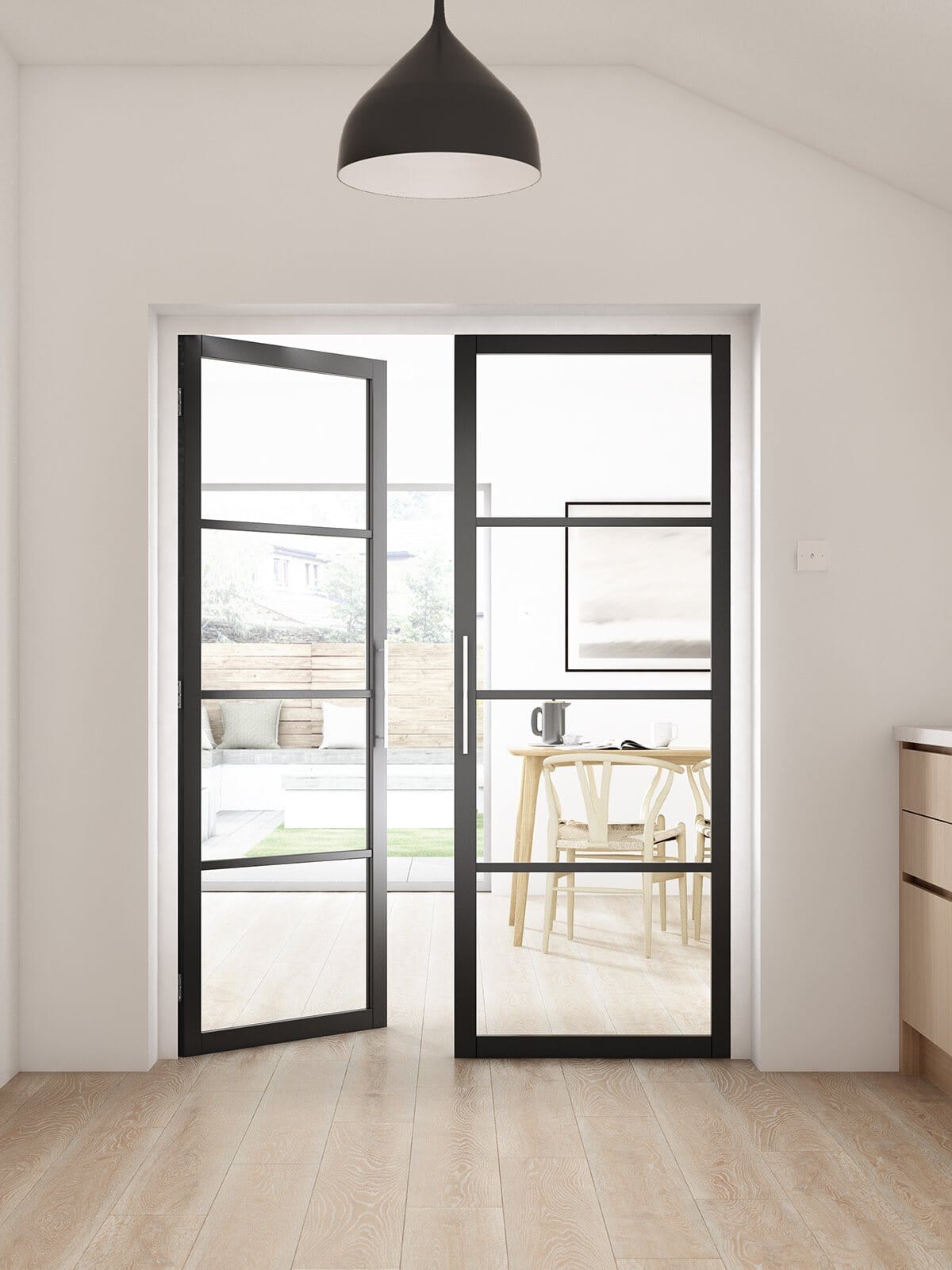1981 x 419 x 35mm Kensington Black 4L Glazed - Prefinished Internal Doors