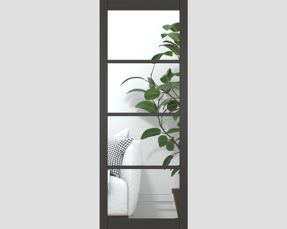 1981 x 305 x 35mm Kensington Black 4L Glazed Prefinished Internal Doors