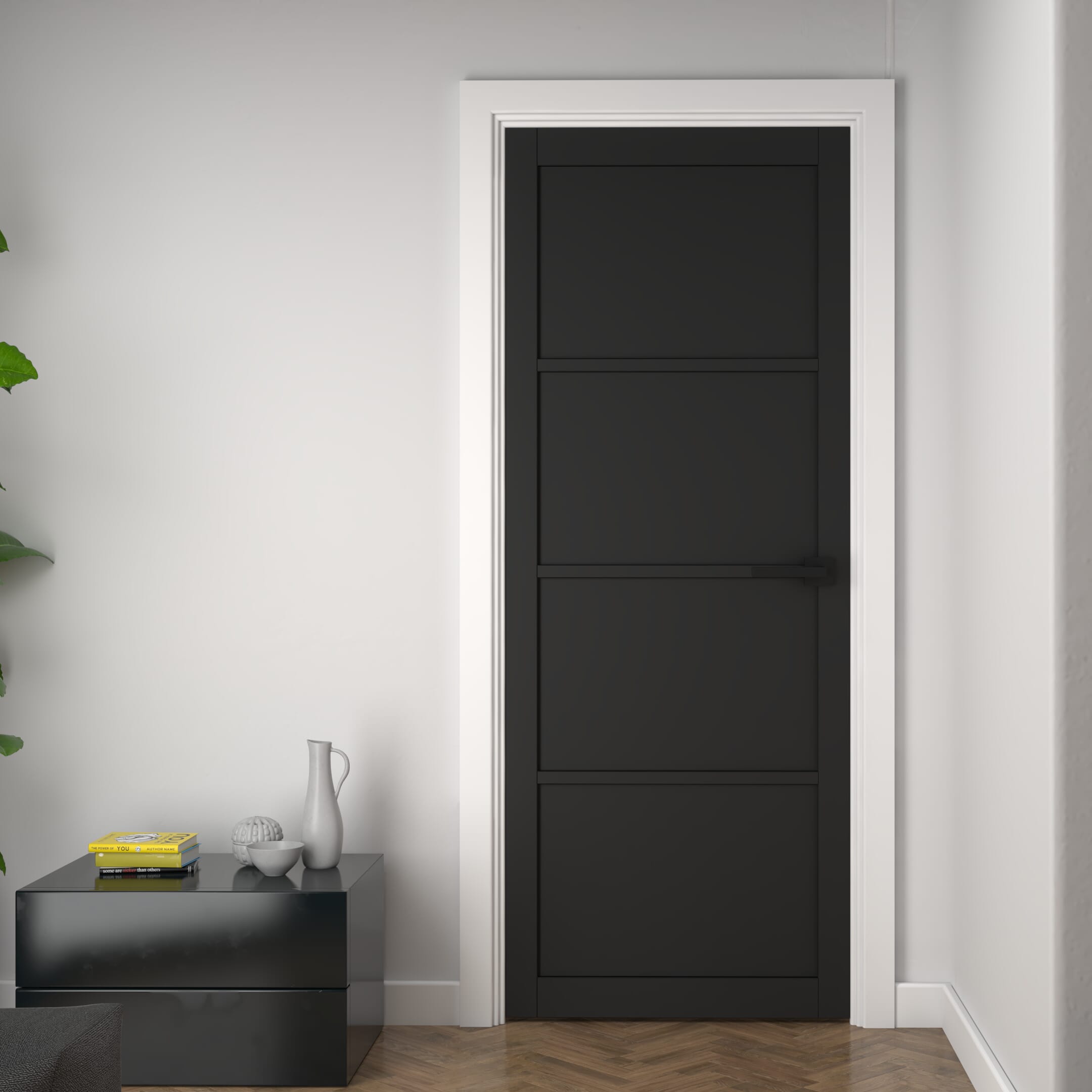 1981 x 762 x 35mm Kensington Black 4 Panel Prefinished Internal Doors