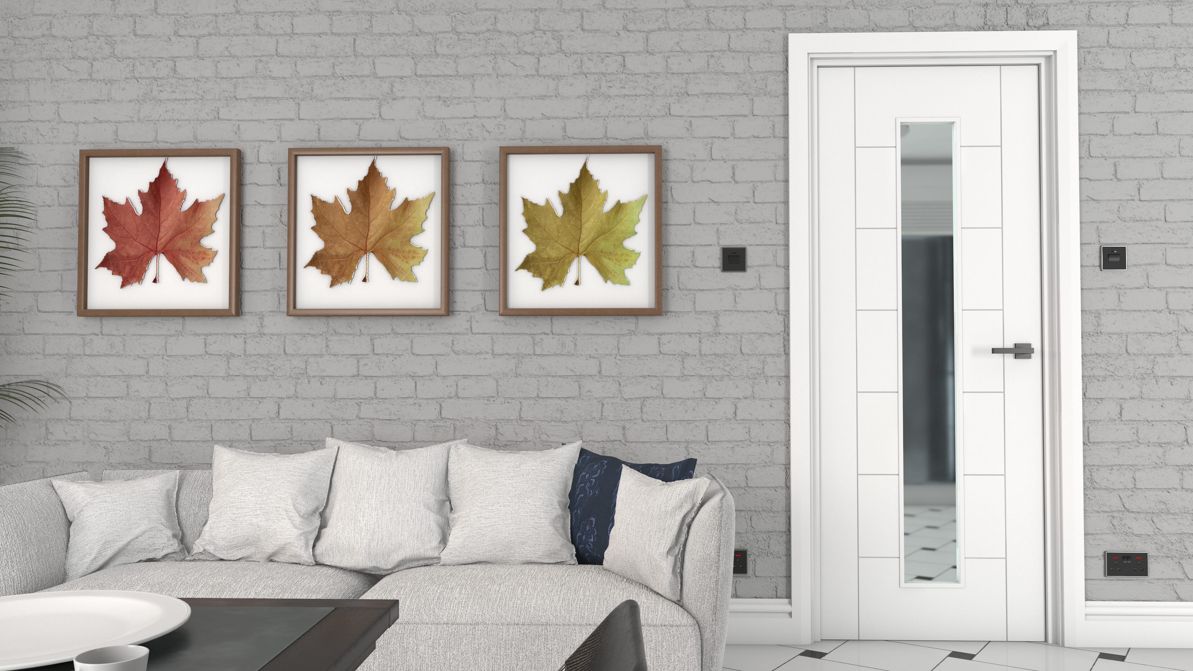 1981 x 686 x 35mm Modern 7 Panel White Clear Glazed Internal Doors