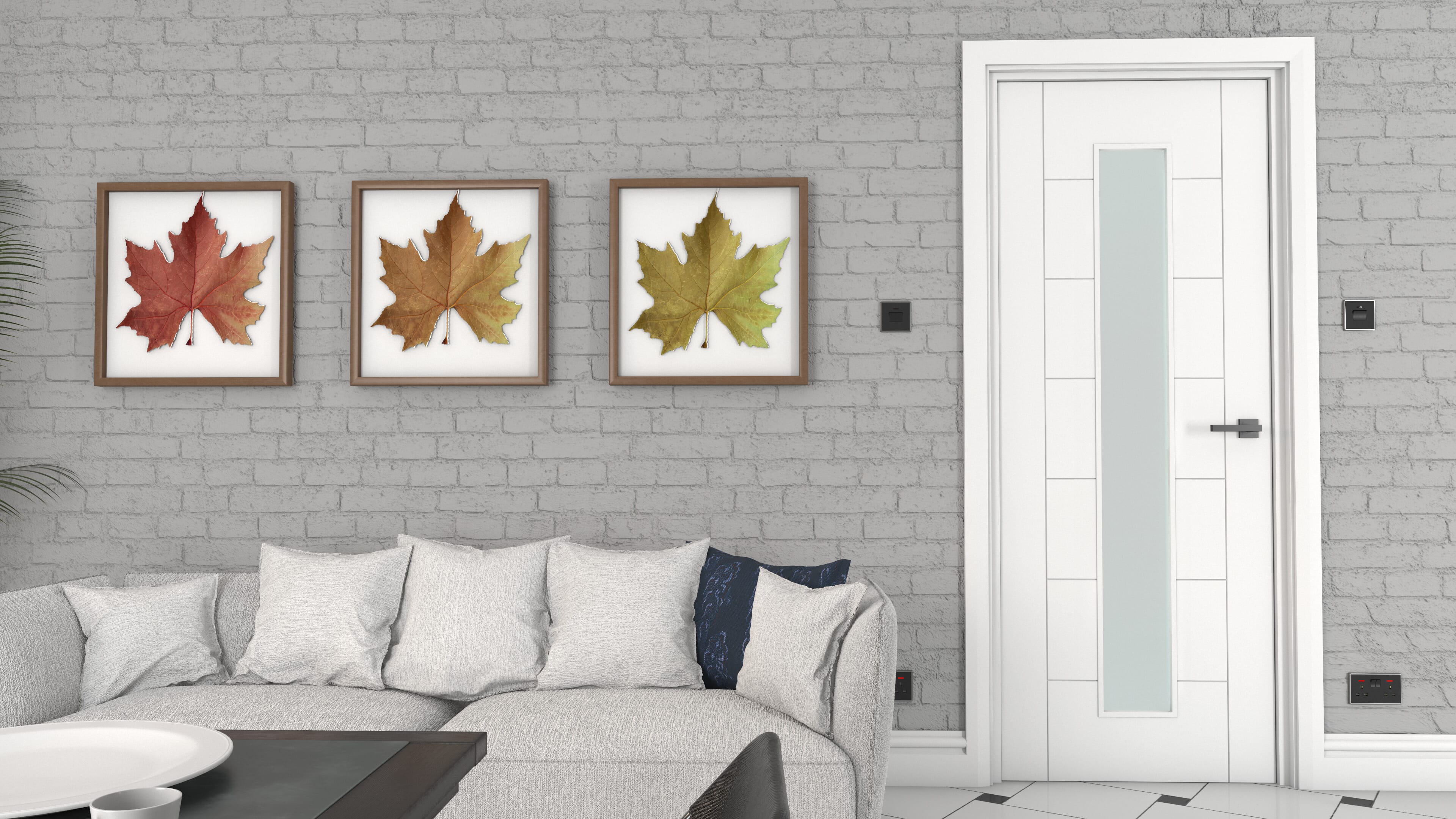 1981 x 686 x 35mm Modern 7 Panel White Frosted Glazed Internal Doors