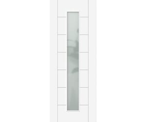 Modern 7 Panel White Frosted Glazed Prefinished Internal Doors
