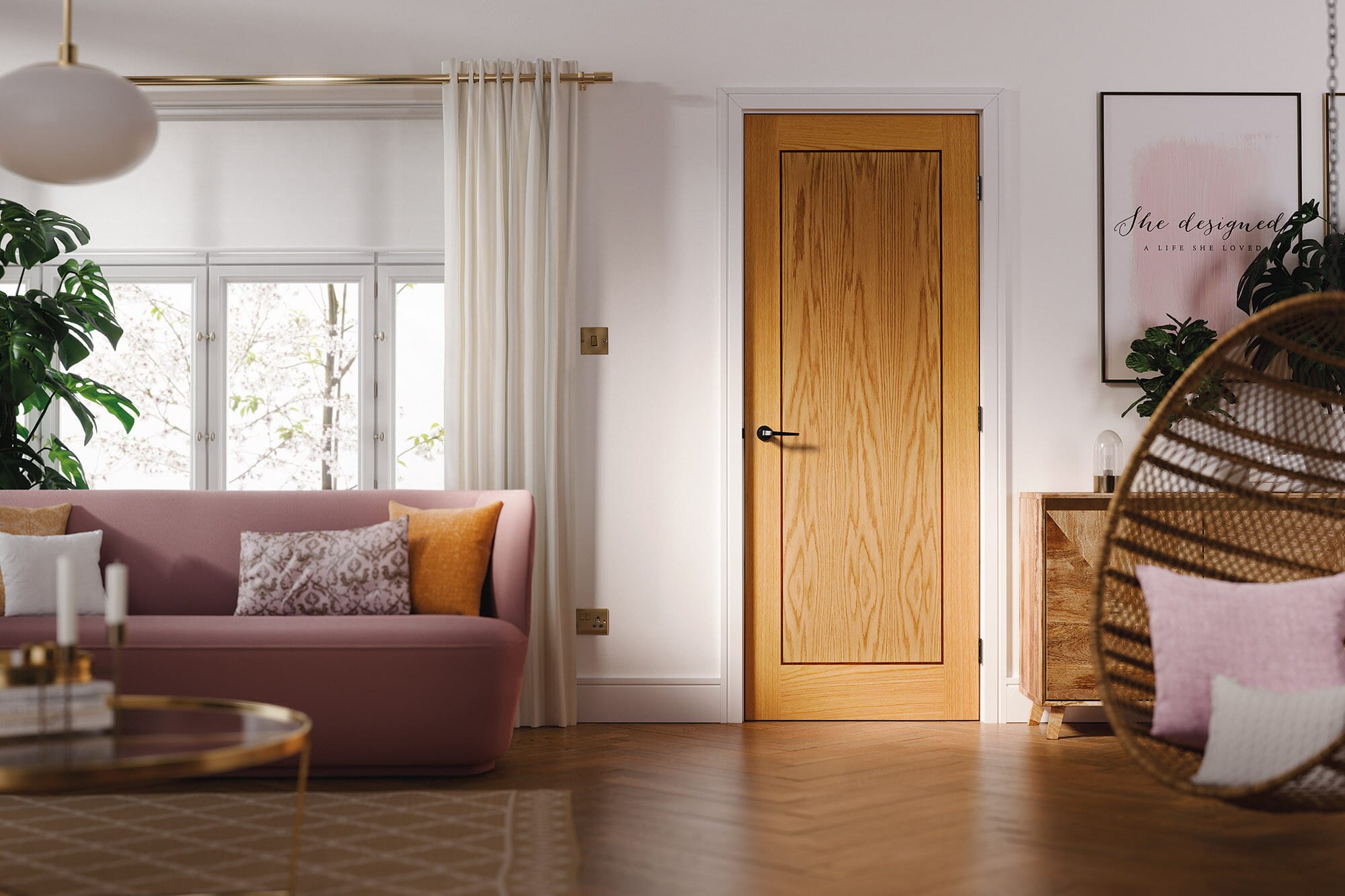 Inlay 1 Panel Prefinished Oak Internal Door Blank