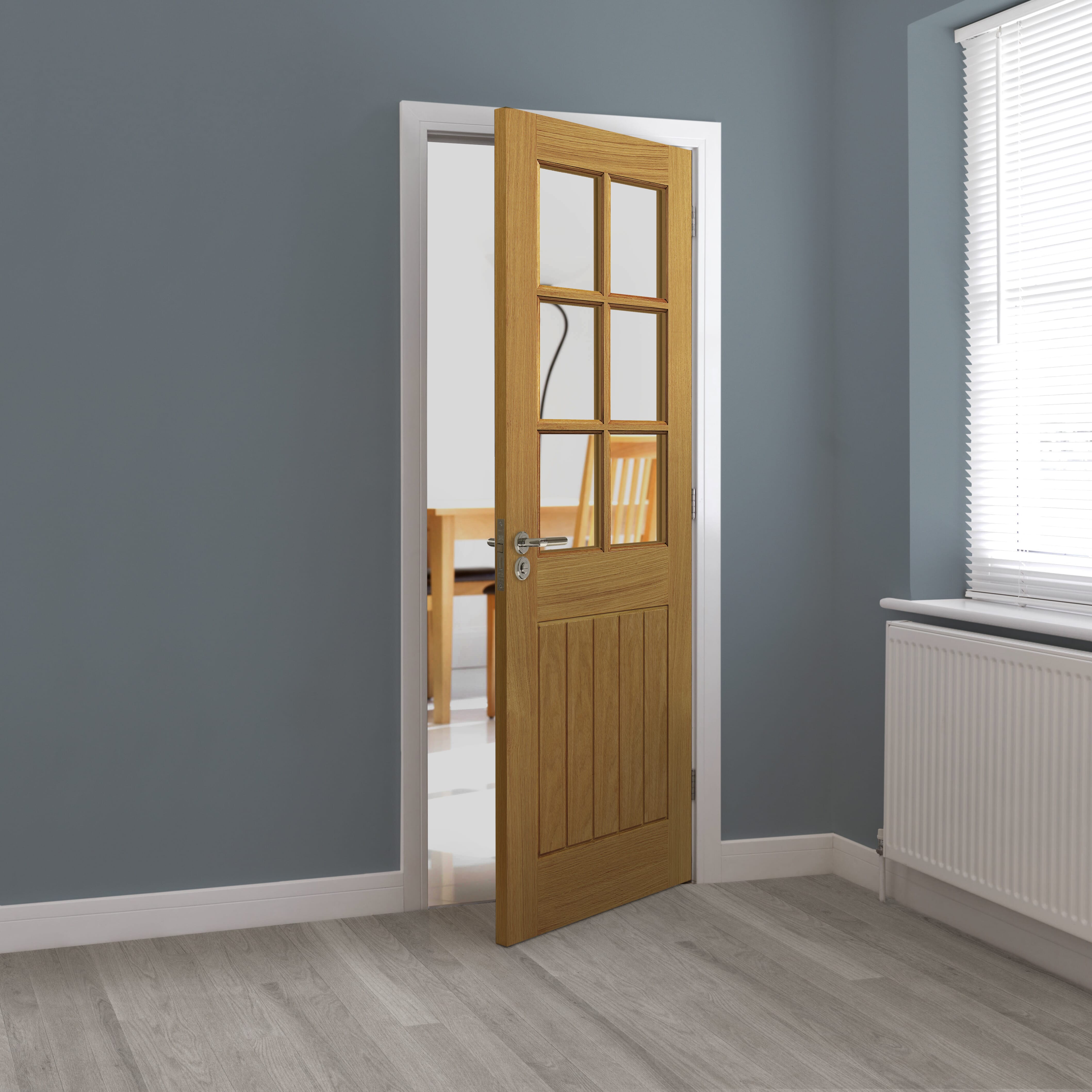 1981mm x 762mm x 35mm (30") Oak Thames 6L Glazed - Prefinished Door