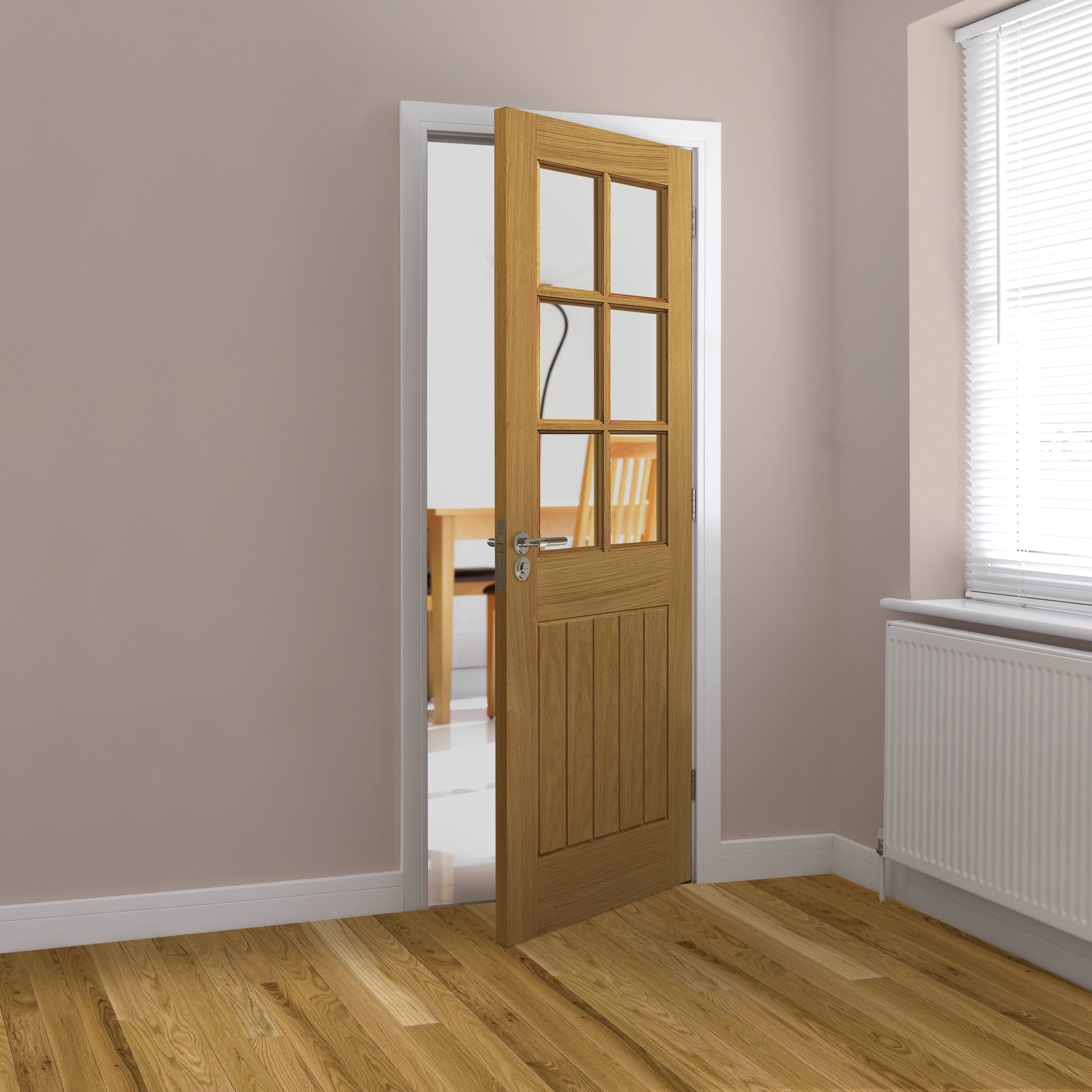 1981mm x 762mm x 35mm (30") Oak Thames 6L Glazed - Prefinished Door