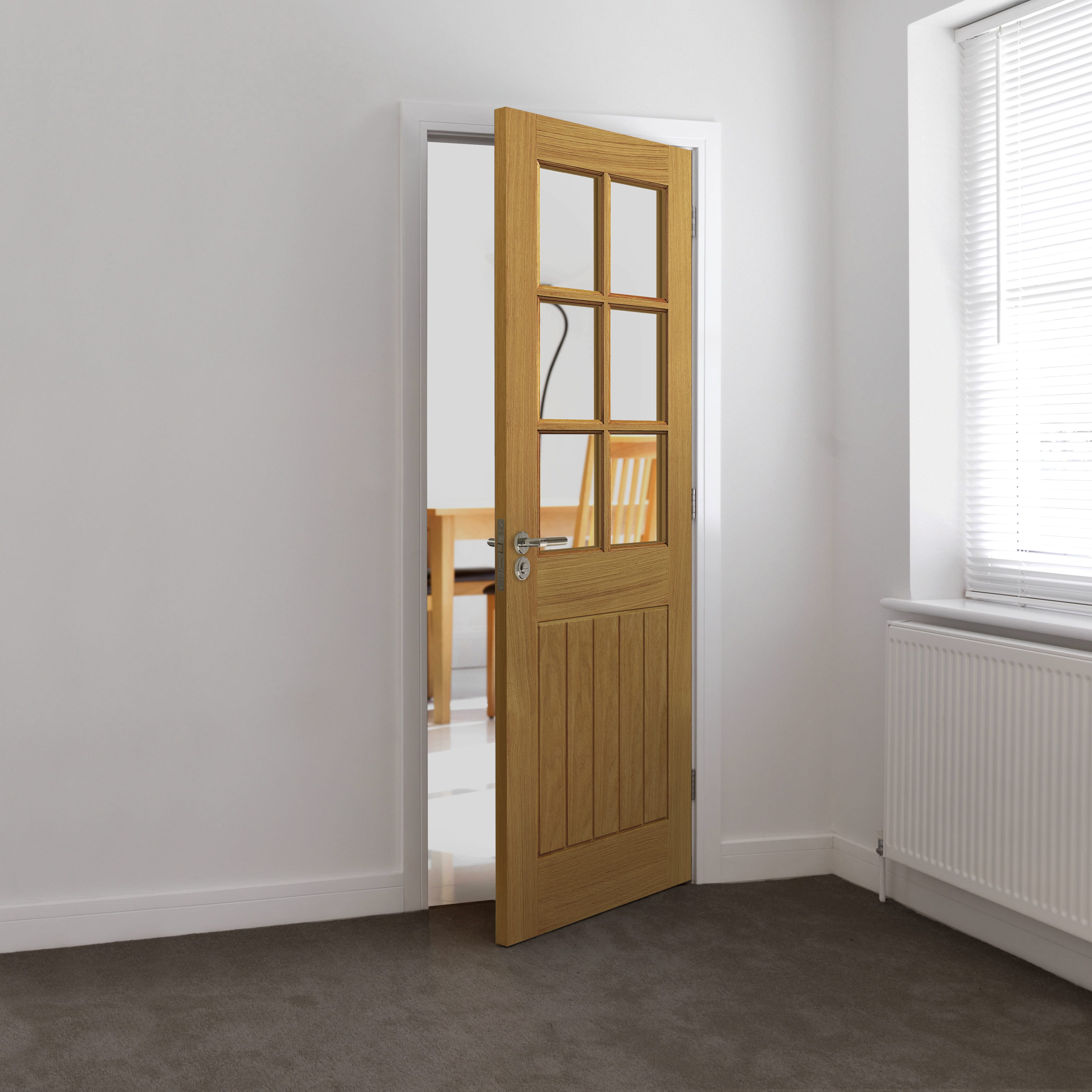 1981mm x 762mm x 35mm (30") Oak Thames 6L Glazed - Prefinished Door