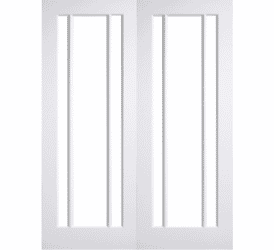 White Worcester Rebated Pair Clear Glazed Internal Doors