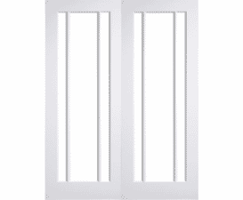 White Worcester Rebated Pair Clear Glazed Internal Doors