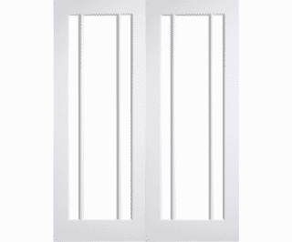 White Lincoln Rebated Pair Clear Glazed Internal Doors