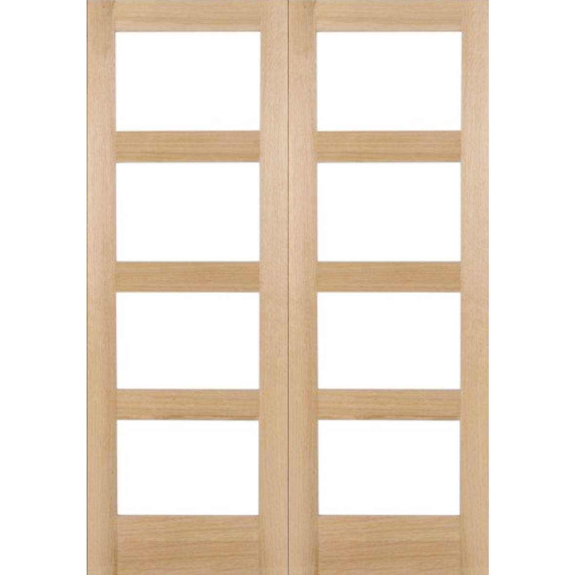 1360x1981x35mm Oak Shaker 4l Clear Glazed Rebated Pair Internal Doors