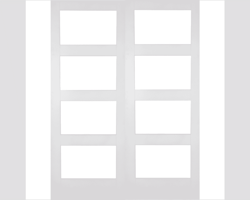 904x1981x35mm White Shaker 4L Clear Glazed Rebated Pair Internal Doors