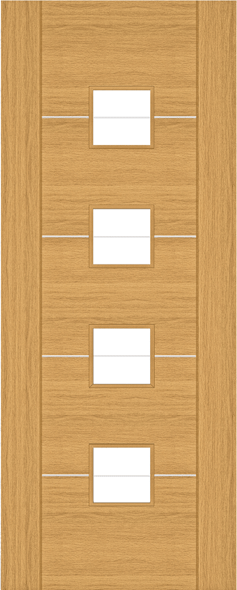 Valencia 5 Panel Oak - Clear Glazed Prefinished Internal Doors