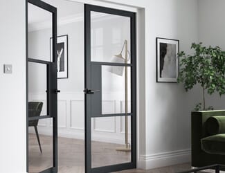 Cosmo Graphite Grey Clear Glass Internal Doors