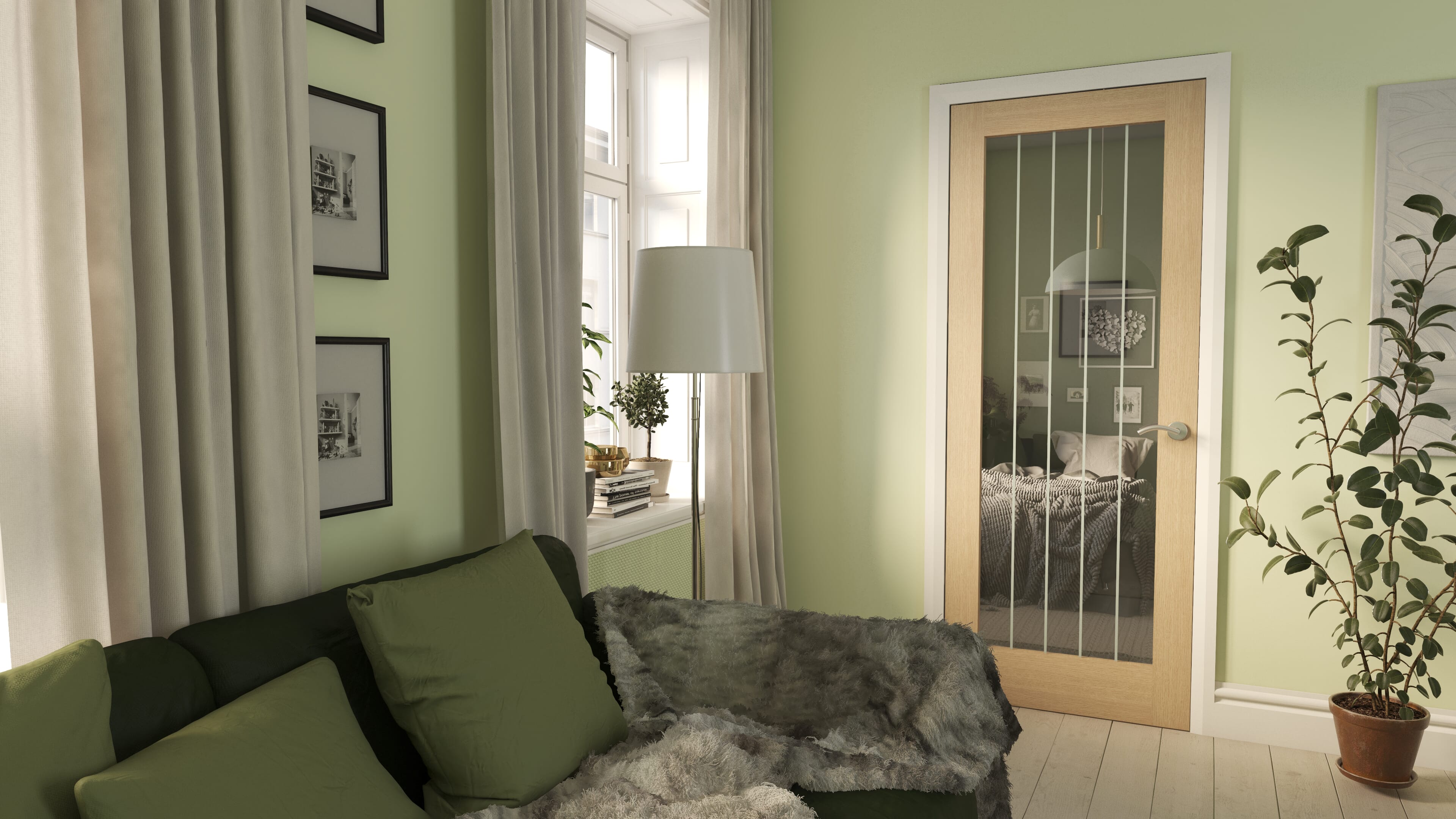 1981mm x 838mm x 35mm (33") Mexicano Oak Pattern 10 Glazed - Prefinished Internal Doors