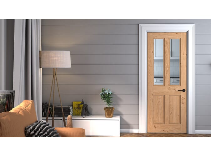 Rustic Oak Edwardian Clear Glazed - Prefinished Internal Doors