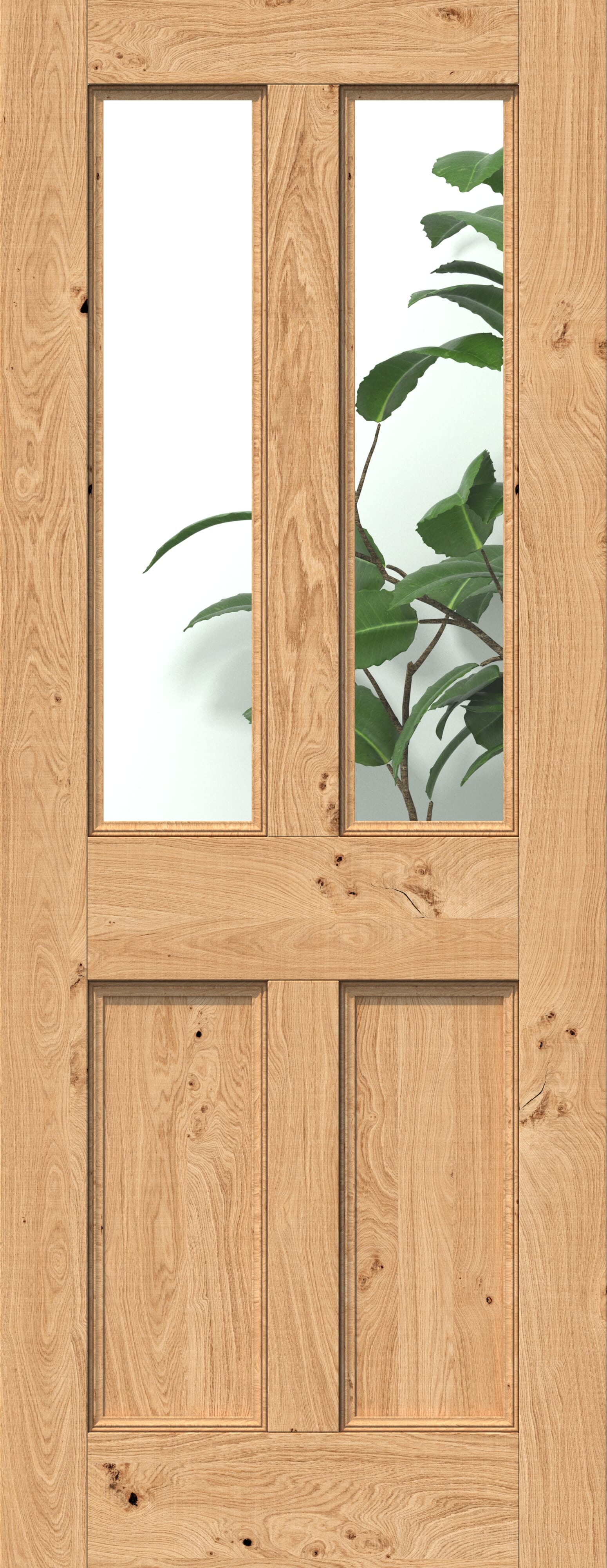 Rustic Oak Edwardian Clear Glazed Prefinished Internal Doors at