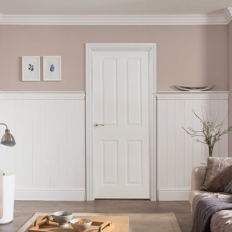 White Moulded Textured 4 Panel Door by Premdor