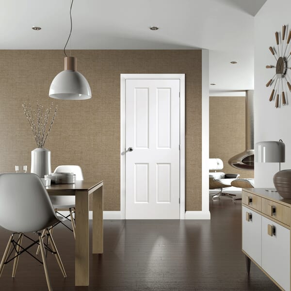 White Moulded Textured 4 Panel Internal Doors