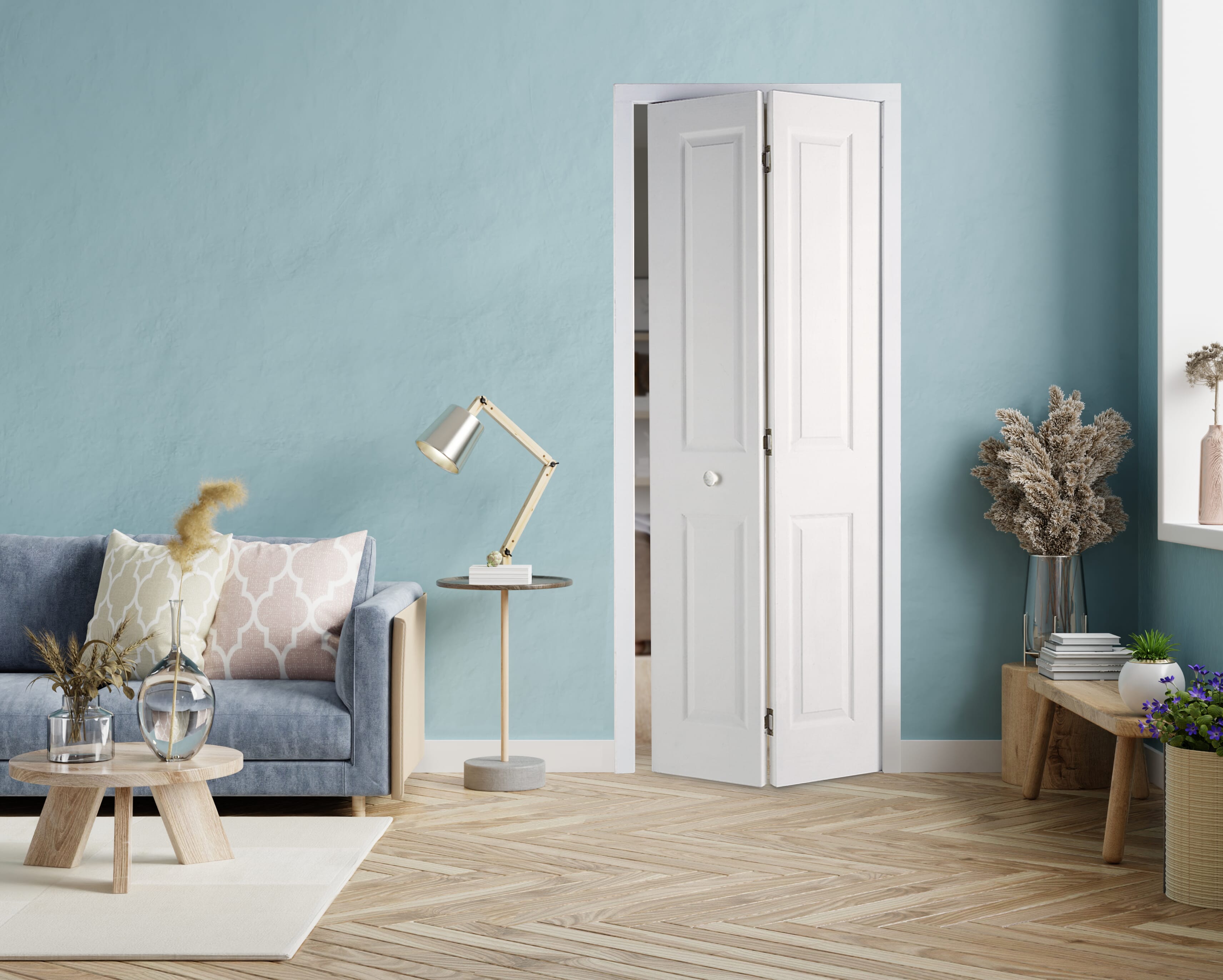 Premdor White Moulded Textured 4 Panel BiFold Internal Doors at