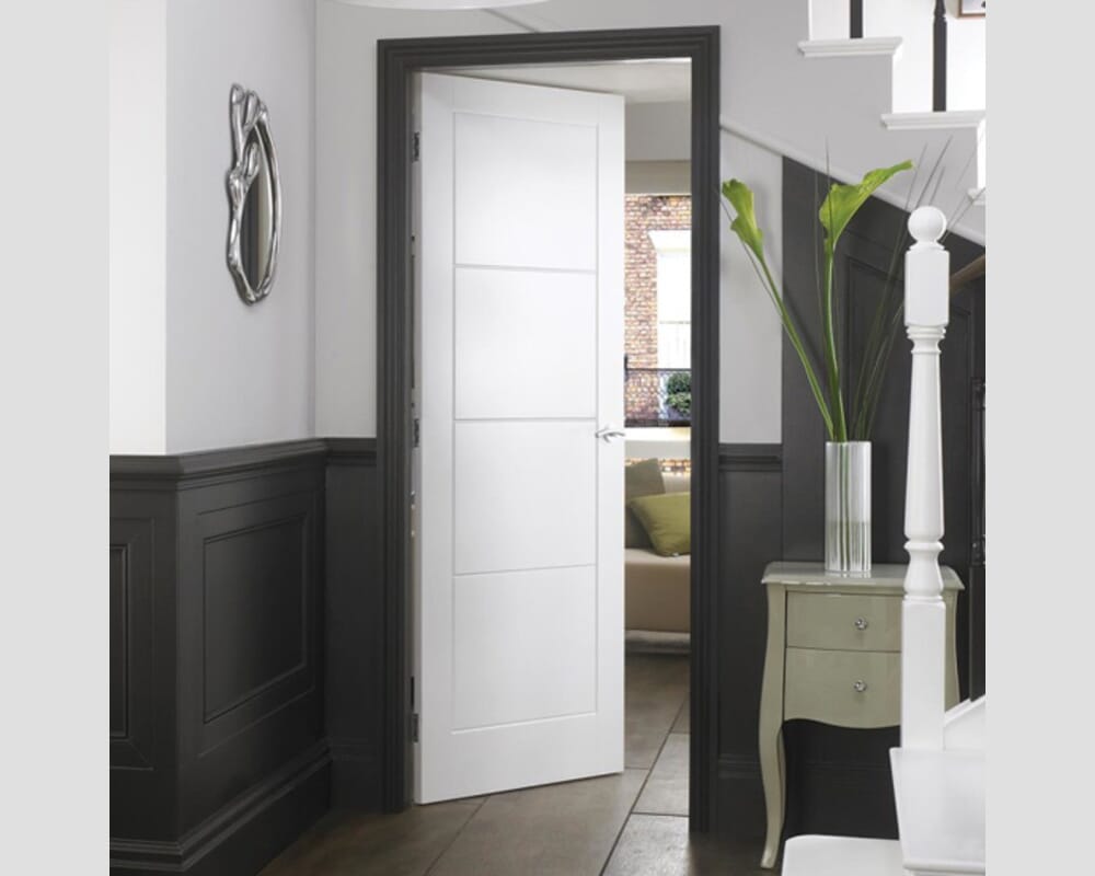 1981mm x 762mm x 35mm (30") White Moulded Ladder 4 Panel Internal Doors