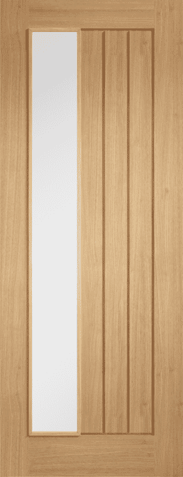 Mexicano Oak Offset Clear Glass Prefinished Internal Door Set