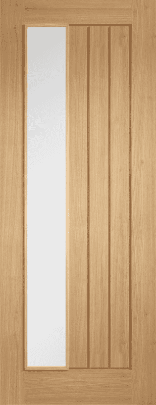 Mexicano Oak Offset Clear Glass Prefinished Internal Door Set