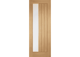 2032 x 813 x 35mm Mexicano Oak Offset - Clear Glazed Prefinished Internal Doors