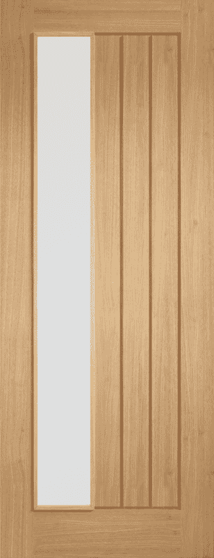 Mexicano Oak Offset Frosted Glass Prefinished Internal Door Set