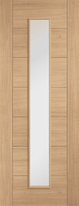 Carini Oak Long Light Clear Glass Prefinished Internal Door Set