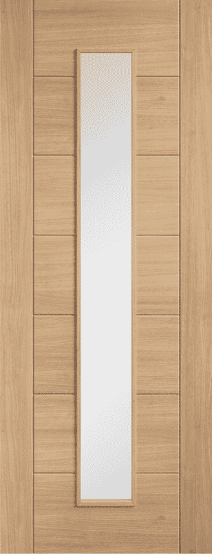 Carini Oak Long Light Clear Glass Prefinished Internal Door Set