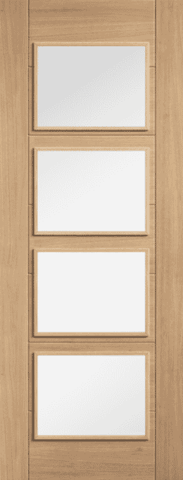 Carini Oak 4L Clear Glass Prefinished Internal Door Set