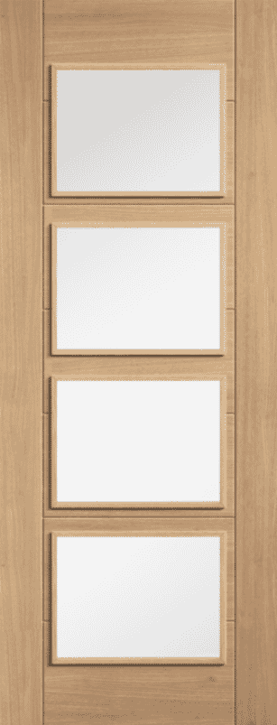 Carini Oak 4L Clear Glass Prefinished Internal Door Set