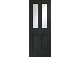 838x1981x35mm (33") Malton Americano Black Oak Clear Bevelled Glass Raised Mouldings - Prefinished Internal Doors