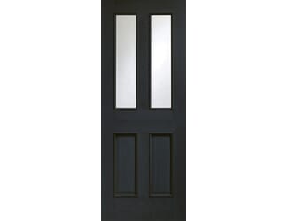 Malton Americano Black Oak Clear Bevelled Glass Raised Mouldings - Prefinished Internal Doors