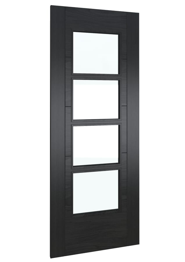 ISEO Black Oak 4 Light Clear Glass – Prefinished Fire Door
