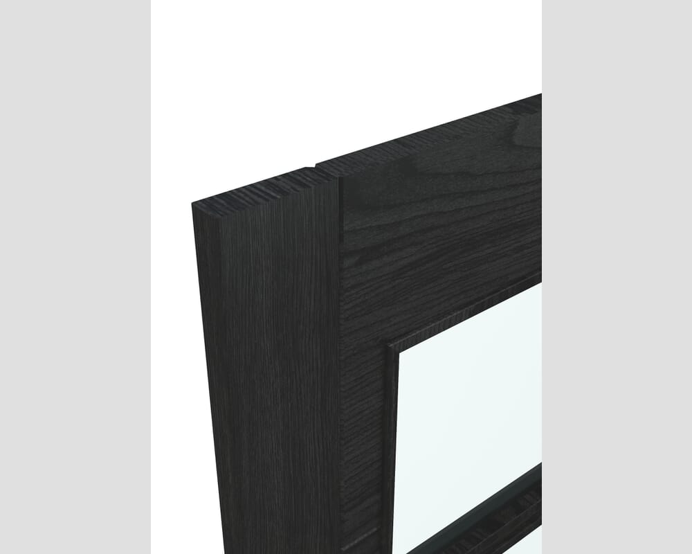 838x1981x44mm (33") Iseo Black Oak 4 Light Clear Glass - Prefinished Fire Door