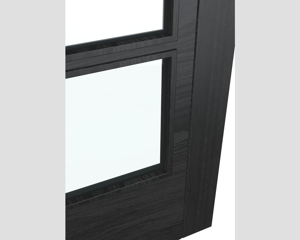 838x1981x44mm (33") Iseo Black Oak 4 Light Clear Glass - Prefinished Fire Door
