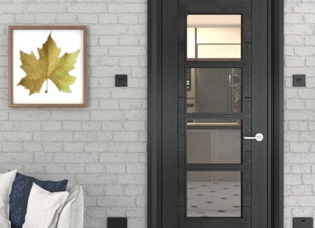 Iseo Black Oak 4 Light Clear Glass - Prefinished Internal Doors