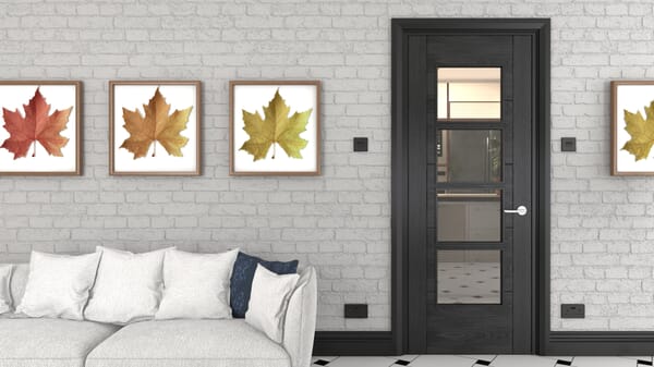 ISEO Black Oak 4 Light Clear Glass - Prefinished Fire Door