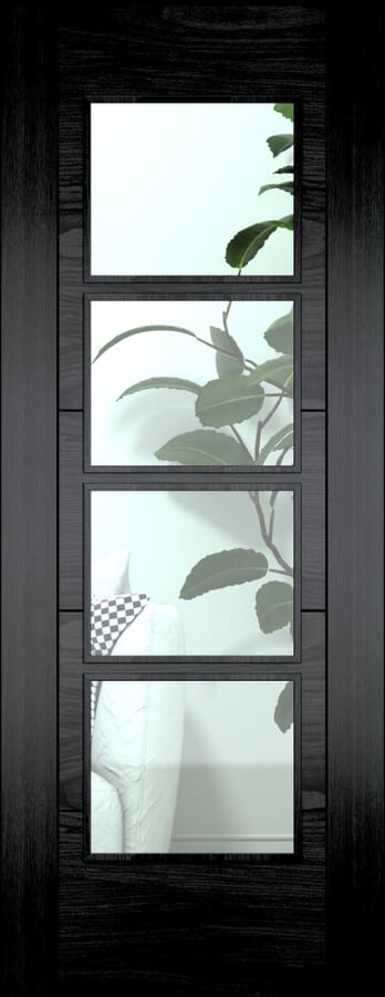 ISEO Black Oak 4 Light Clear Glass – Prefinished Fire Door