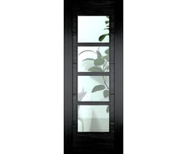 Iseo Black Oak 4 Light Clear Glass - Prefinished Fire Door