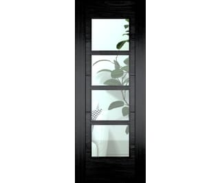 Iseo Black Oak 4 Light Clear Glass - Prefinished Fire Door