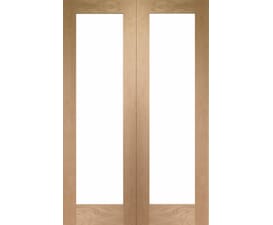 Oak Pattern 20 Clear Glazed Rebated Pair Internal Doors