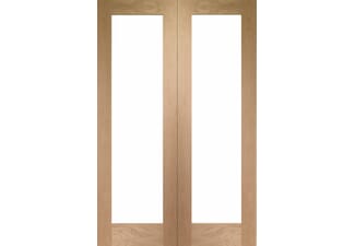 904x1981x35mm Oak Pattern 20 Clear Glazed Rebated Pair Internal Doors