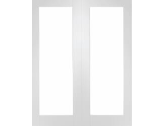 White Pattern 20 Clear Glazed Rebated Pair Internal Doors