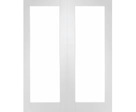 White Pattern 20 Clear Glazed Rebated Pair Internal Doors