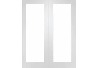 904x1981x35mm White Pattern 20 Clear Glazed Rebated Pair Internal Doors