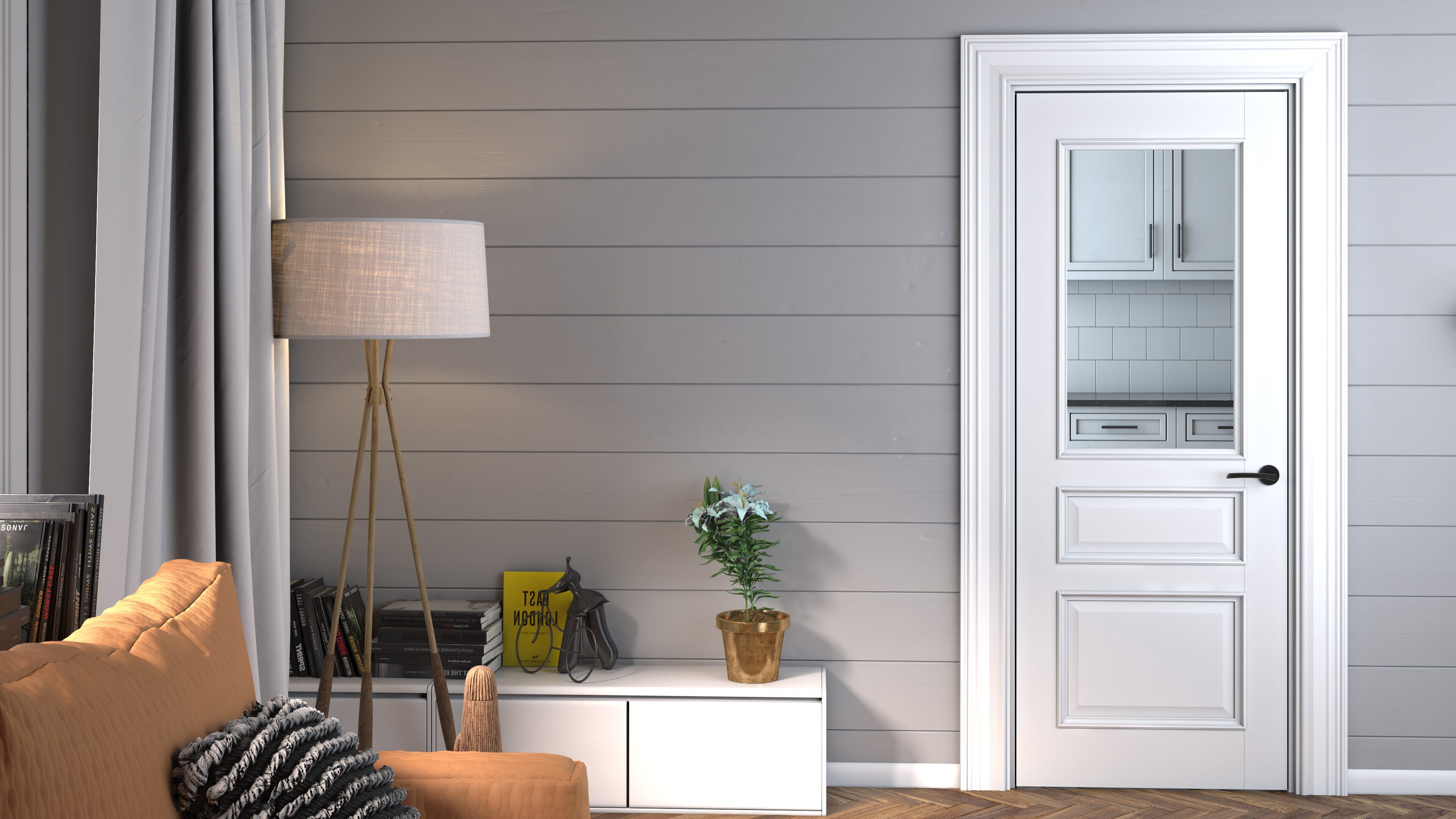 762x1981x35mm (30") Kent White Clear Glass â€“ Prefinished Internal Doors