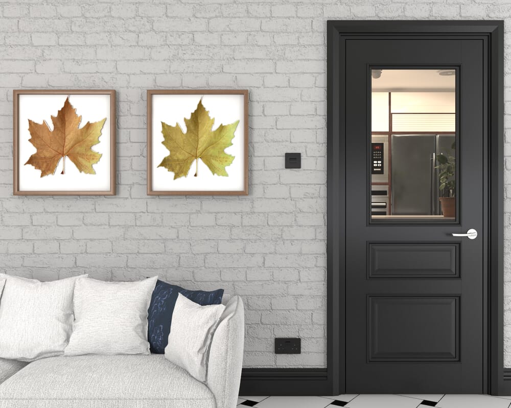 838x1981x35mm (33") Kent Black Clear Glass - Prefinished Internal Doors
